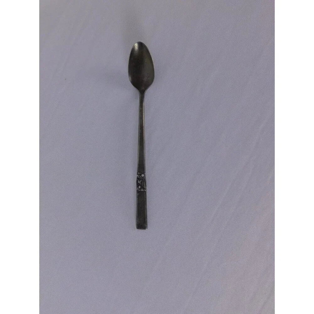 Vintage Floral Handle Teaspoon Silver Metal Traditional Flatware Single Spoon